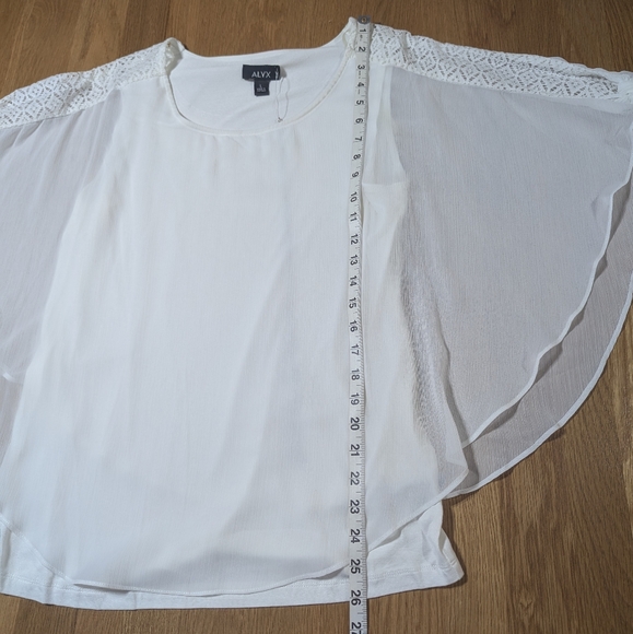 Alyx White Overlay Sheer Blouse Size Large - Picture 4 of 9